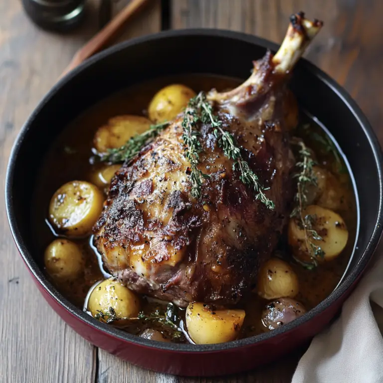🌿 Le Gigot d’Agneau Confit au Four : une Ode à la Cuisine Traditionnelle et Généreuse