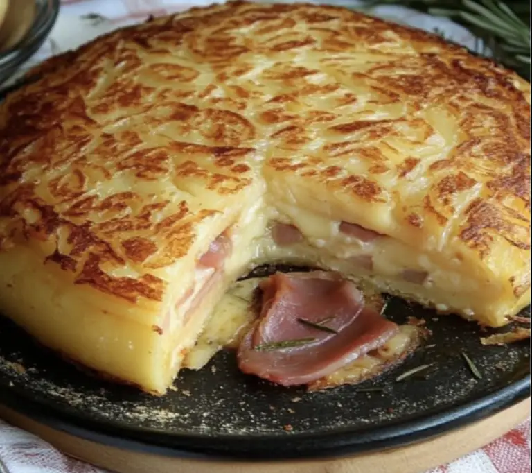 Gâteau de Pommes de Terre Farci au Jambon & Fromage
