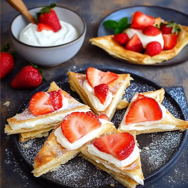 🍓 Triangles de Pâte Feuilletée aux Fraises – Délices Fruités en Feuilletage Doré