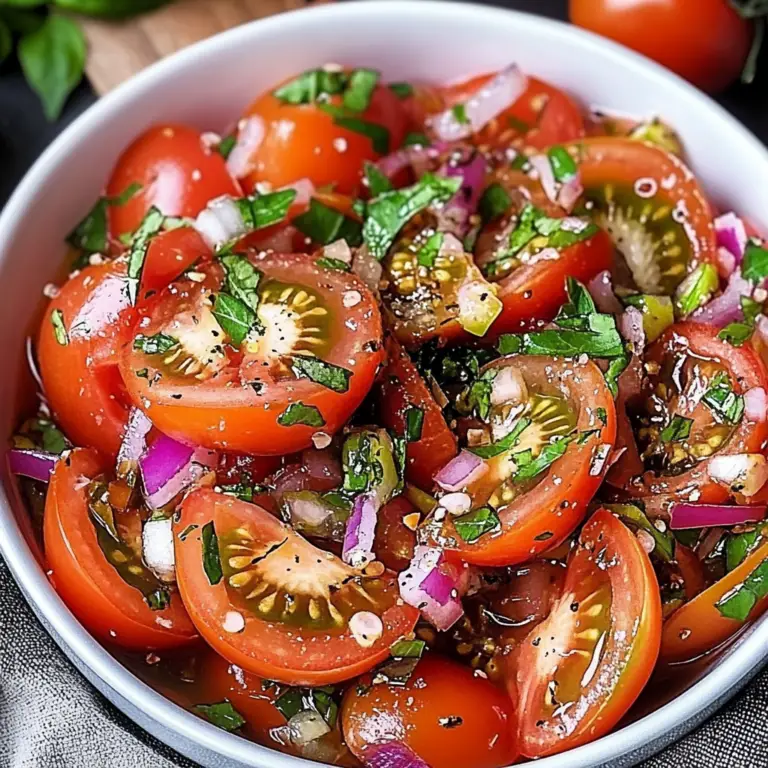 Salade de Tomates Marinées Savoureuse : L’Essence de l’Été en Salade