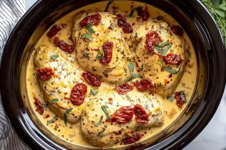 Recette de Crockpot Poulet savoureuse prête à être dégustée.