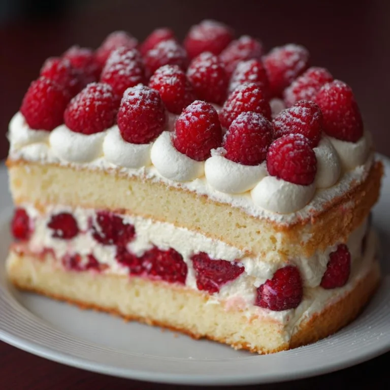 Gâteau crémeux aux framboises avec une texture onctueuse et un goût délicieux