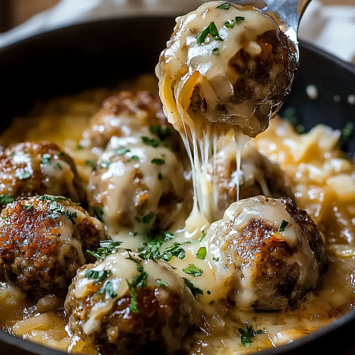 French Onion Meatballs with Savory Onion Sauce