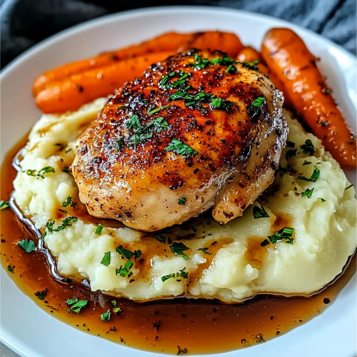 GARLIC HERB CHICKEN WITH MASHED POTATOES AND GLAZED CARROTS - Crisp Tastes