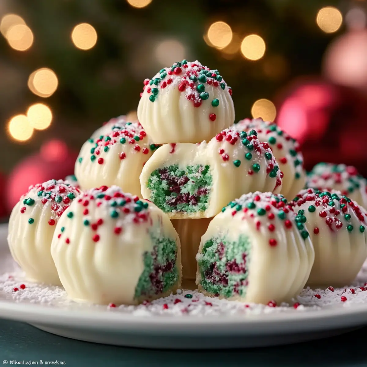 Friendly Christmas Tree Cake Truffles (Make-Ahead)