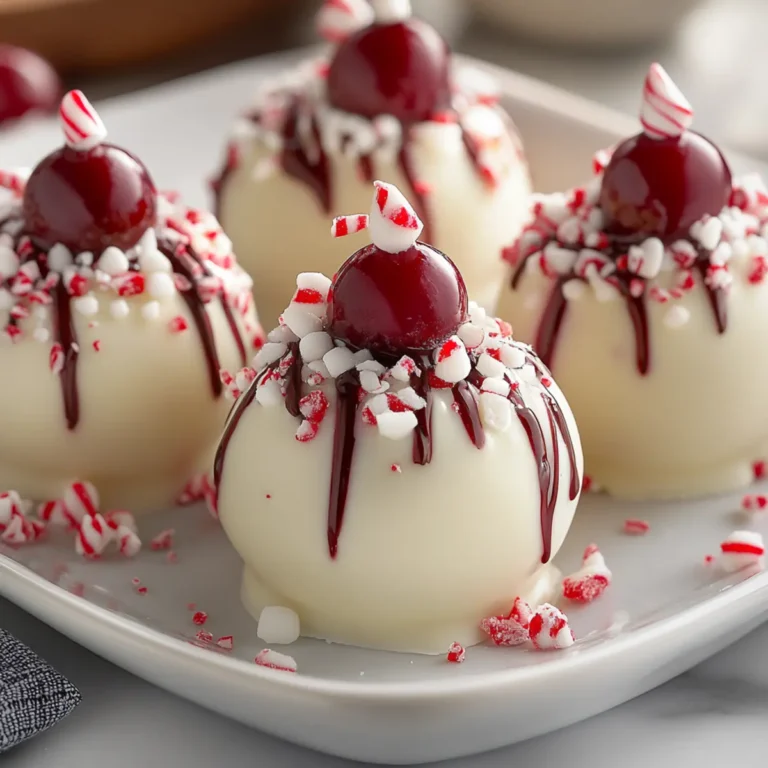 No bake cherry bombs with peppermint schnapps and white chocolate