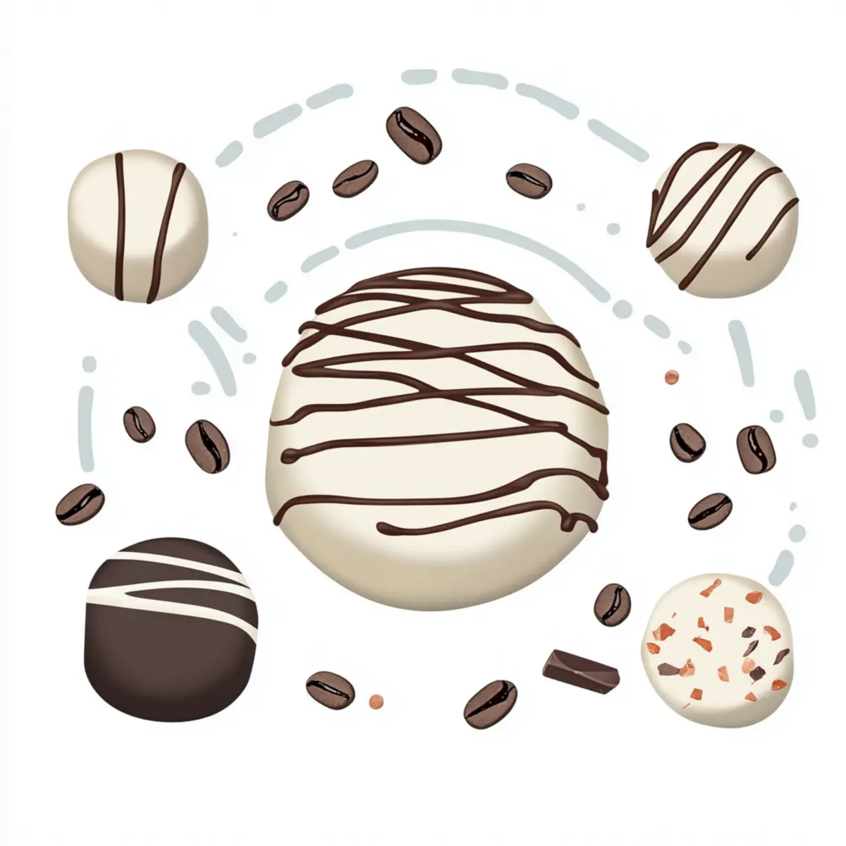 Gourmet Coffee-Infused Chocolate Bonbons with White Chocolate Coating
